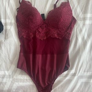 Burgundy lace bodysuit